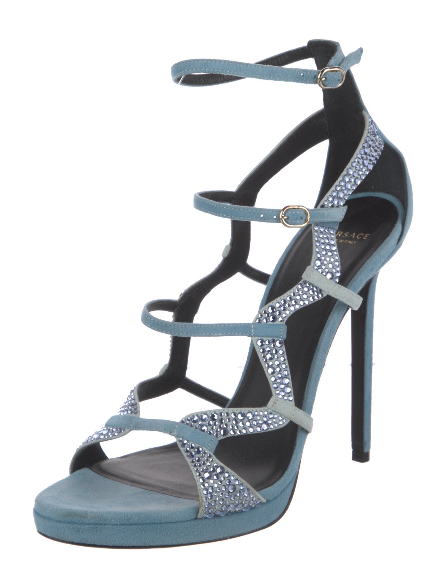 Versace Suede Crystal Embellishments Sandals